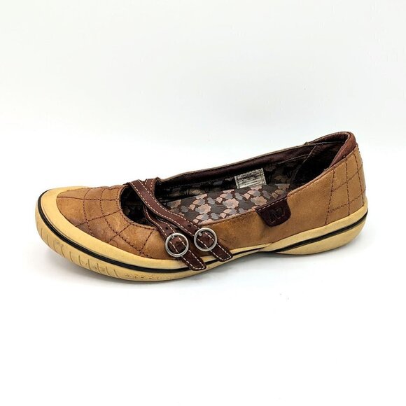 Women's 8 (38.5) MERRELL Zodiac Golden Taupe Leather Comfort Mary Jane Loafer - Picture 2 of 6